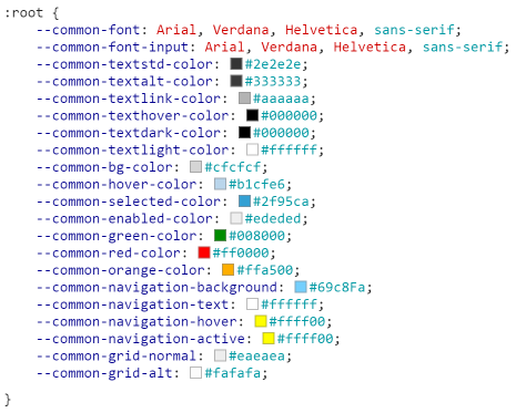 CSS Root Colour and Fonts